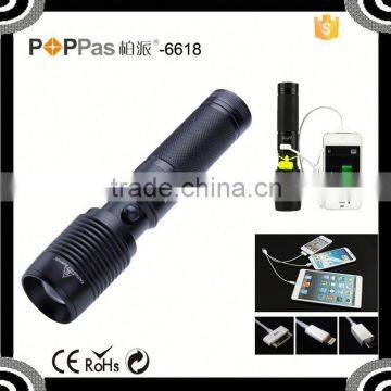 POPPAS 6618 IPhone 4s /5 Charger High Power XML T6 usb flashlight