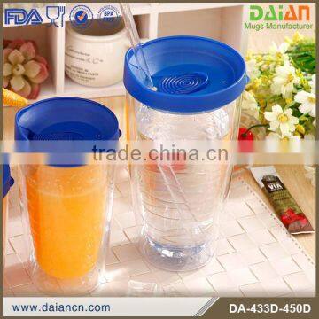 Double wall plastic insulated mugs for cold drinks