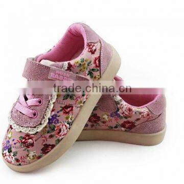 fashionable flower design casual canvas shoes for girls
