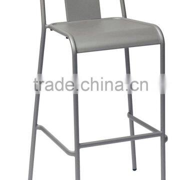 Indoor / Outdoor Industrial Look Titanium Silver Powder Coated Tubular Steel Commercial Stacking Barstool