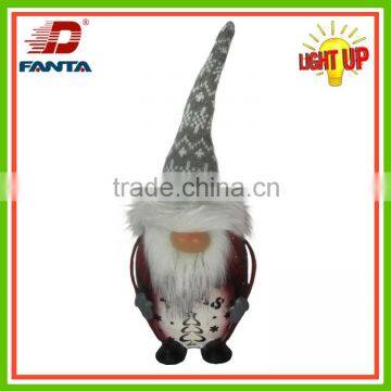 Metal crafts- Christmas santa with cloth hat with LED light for decoration