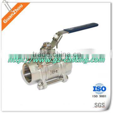 DIN standard M3 stainless steel ball valve, full port, 1000psi