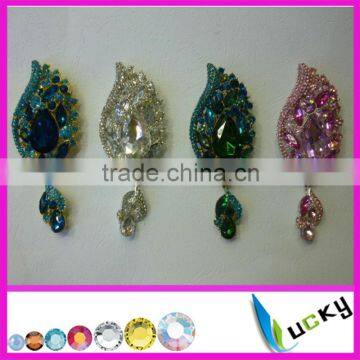 2014 New Design rhinestone applique Handmade Strass crystal Brooches for wedding dress