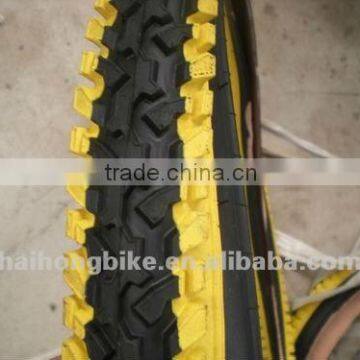 ISO9001 rubber solid bike tire with yellow and black color