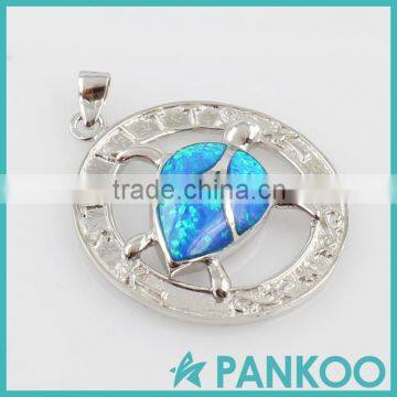 Wholesale Fashion Series of Leaf in the Cirque Blue Opal Sterling Silver Unisex Necklace Pendant