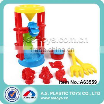 Newest beach set beach big rakes summer plastic sandglass toy