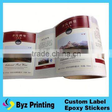 Water resistant glass bottle label paper adhesive ,brand logo lables for wine packaging