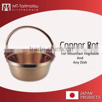 MT Copper Cooking Pots used for edible wild greens 33cm Made In Japan