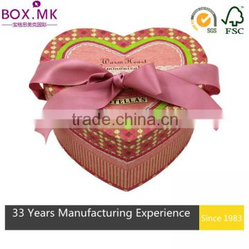 High Quality Luxury Design Printed Heart Shape Wedding Candy Box