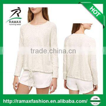Ramax Custom Women Crew Neck Long Sleeve Drawstring Pullover T-Shirt Top