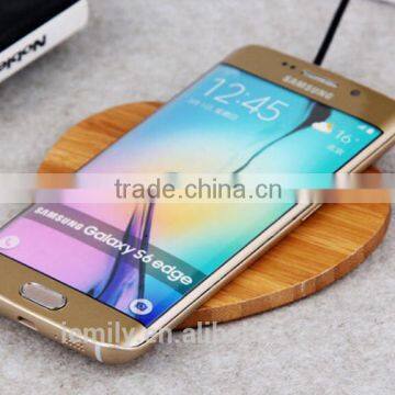 Natural Real Bamboo Wood Wireless Charging Pad Charger Transmitter portable QI wireless inductive charger for phone