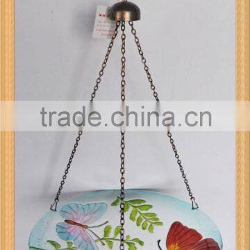 Hanging glass butterfly flower bird bath