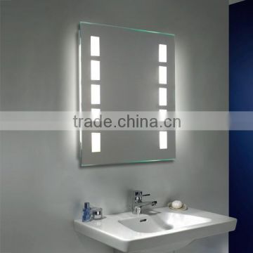 Frameless Ambient bathroom shaving mirror with defogger pad