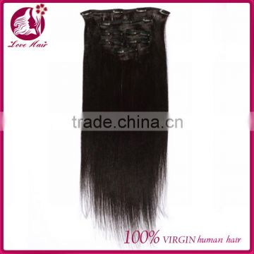 7A Unprocessed peruvian straight hair Cheap 100% Human Hair Clip In Hair Extension