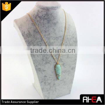 tears drop shape pendant ,turquoise stone necklace,18k gold plated