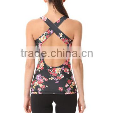 Slim Fit Women Active Crop Top Custom Floral Printed Tank Top