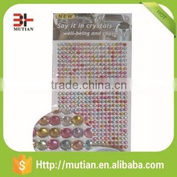 Colorful Mirror Phone Car Round Rhinestone Acrylic Diamond Sticker photo-3