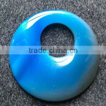 40mm blue agate agogo donut shaped pendant