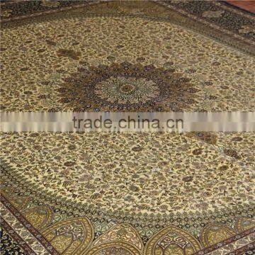 8x10ft big size real silk carpet yellow persian kashmiri silk rugs