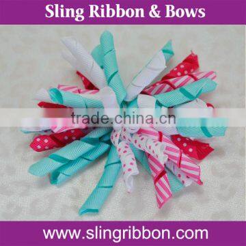 Polyester Grosgrain Curly Ribbon Hair Clip in Hair Extensions