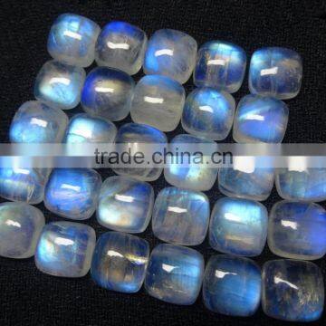 Rare Cushion Cut Blue Flashy 10x10 mm Natural Rainbow Moonstone