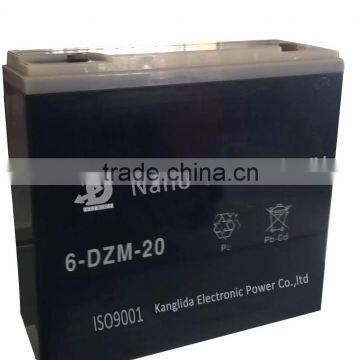 12v 20ah Nano gel battery 6-DZM-20 for electric bicycle