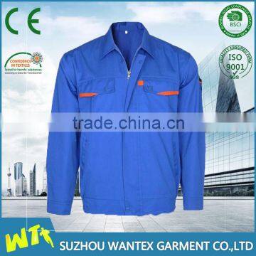 wholesale blue polyester cotton breathable mechanic working jacket