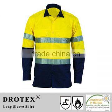 Hi-Visibility Two Tone Cotton Drill Shirt with 3M Tape Long Sleeve