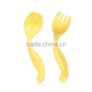 Zhejiang Jinhua hot selling personalized plastic flexible baby spoon fork set