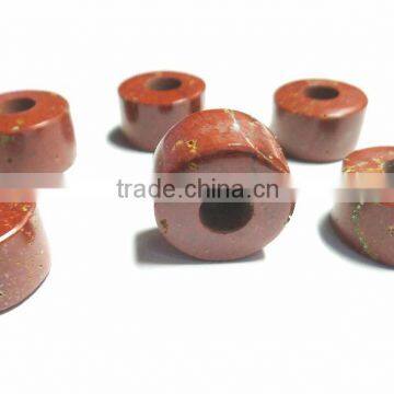 Natural Red Jasper Smooth Handmade Big Hole Tyre Beads photo-2