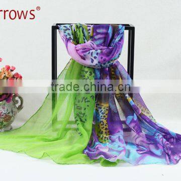 2015 Custom Lady Fashion Cotton Voile Shawl and Scarf Fresh Leopard Peony Printing for Spring Autumn photo-5