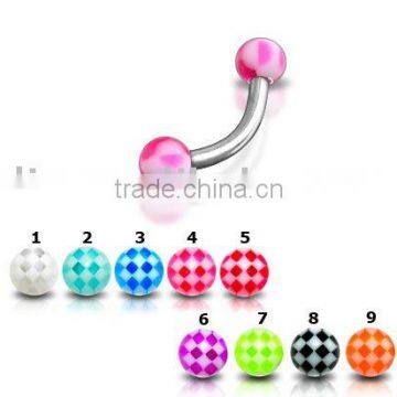 2015 hot sale UV acrylic curved eyebrow jewelry body piercing jewelry