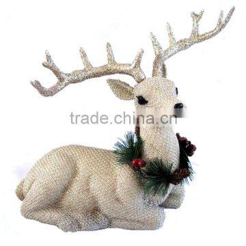 34cm artificial gold glittered beads DEER christmas ornament DECORATION