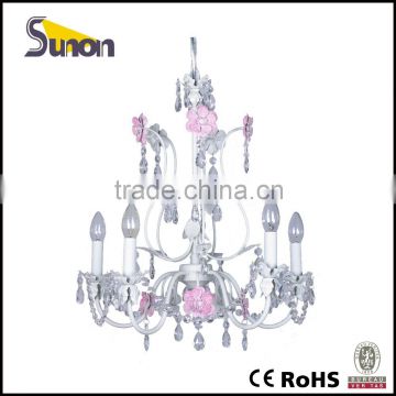 SD0918-5 white color small and exquisite Wrought Iron flower decorative crystal chadelier