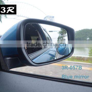 Adhesive frameless car side mirror with blue lens