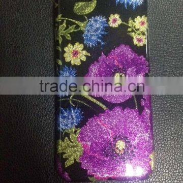 Newest gliter flower printed cell phone case for iphone