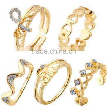 5pc set knuckle ring diamond with gold rings for women