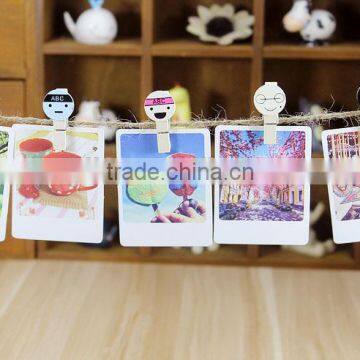 Cute cartoon face name card clip wooden postcard clip /photo clip