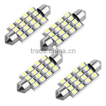 4 42mm 16 SMD LED White Car Dome Festoon Interior Light Bulb