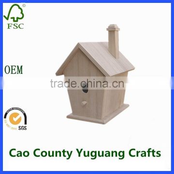 factory sale house shaped dry wooden bird nests indoor