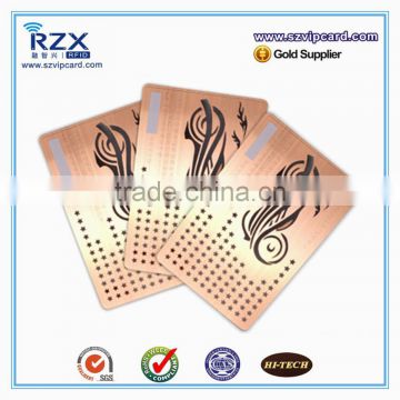 High quality copper metal card cutting metal business card with unique design