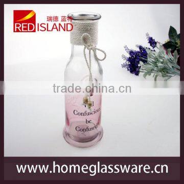 new design large storage decoration glass bottle with string