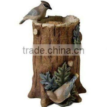 Tree Trunk Statuary Bird Seed Feeder Bird Bath