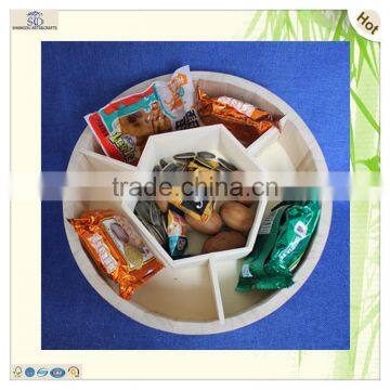 Натуральный деревянный круглый поднос из необработной тульпы с несколькими отделениями photo-6