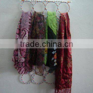 Mix paper rope woven hanging scarf hanger baskets