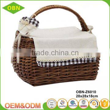 China Wholesale Customized Handmade 100% Natural Antique Wicker Egg Basket With Fabric Cover photo-3