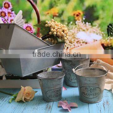 Large Matt Old Look Metal Flower Bucket Garden Metal Flower Displayer_Party Beer Bucket