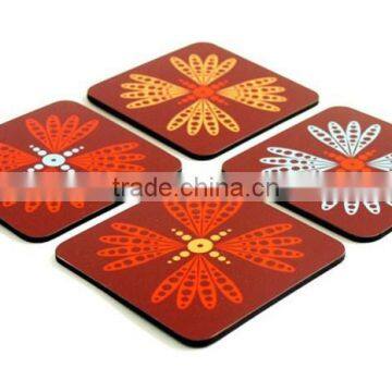 2017 Wooden Coaster Set Dragonfly Orange Brown Red Set Made in China photo-1