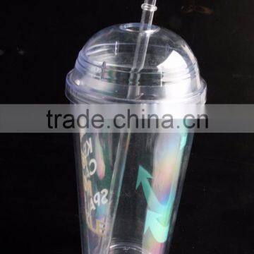 16oz Bpa Free Plastic Reusable Double Wall Tumbler With Dome Lid photo-3