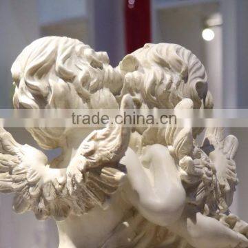 Home Decor Stone Carving White Marble Cherubs Statue photo-3